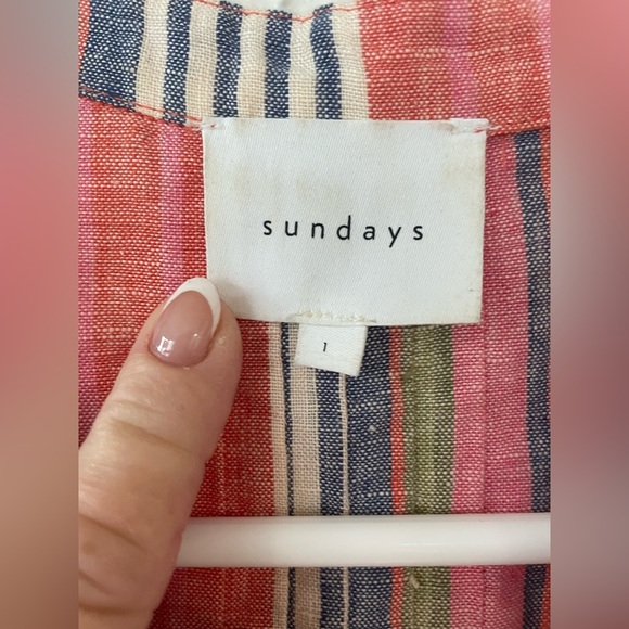 Sundays linen brightly colored striped, cap sleeves, knee length dress;size 1 S - Picture 5 of 5